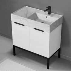 Modern Bathroom Vanity, 32 inch, Marble Style Sink, Free Standing